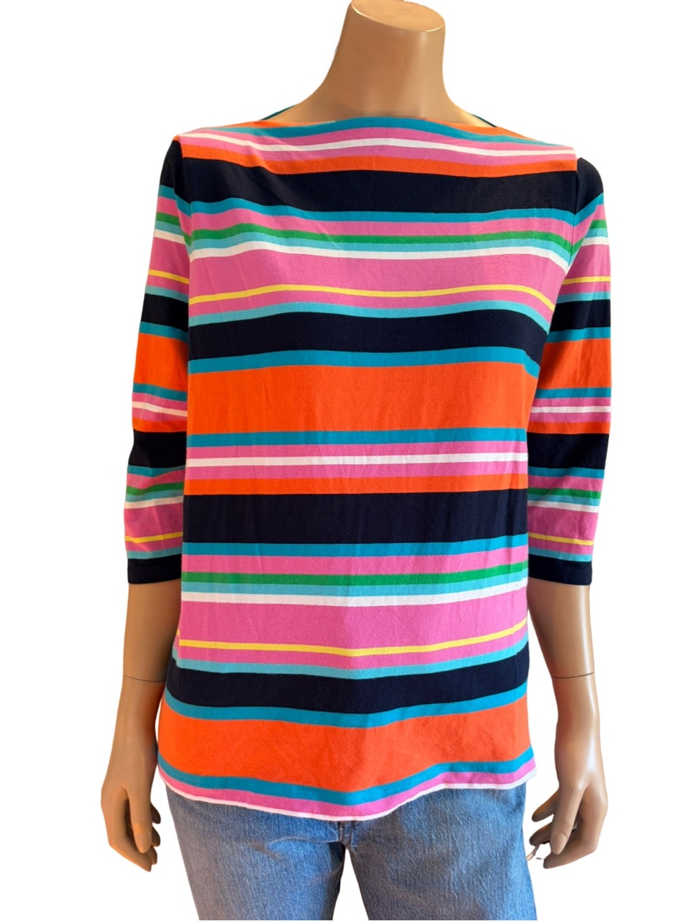 Lauren Ralph Lauren Multicolor Stripe Boat Neck Cotton Top 1X XL